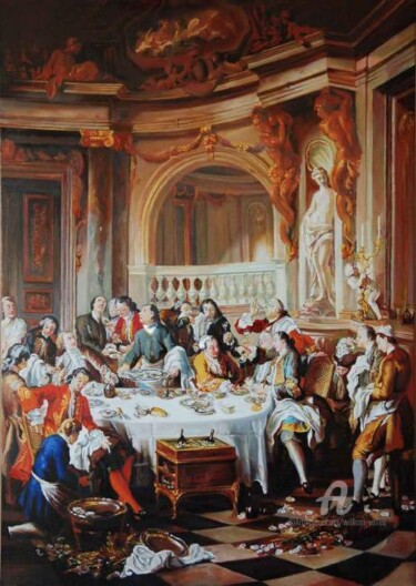 Le déjeuner d'huîtres d'après Jean-François de Troy (XVIIIe s.)